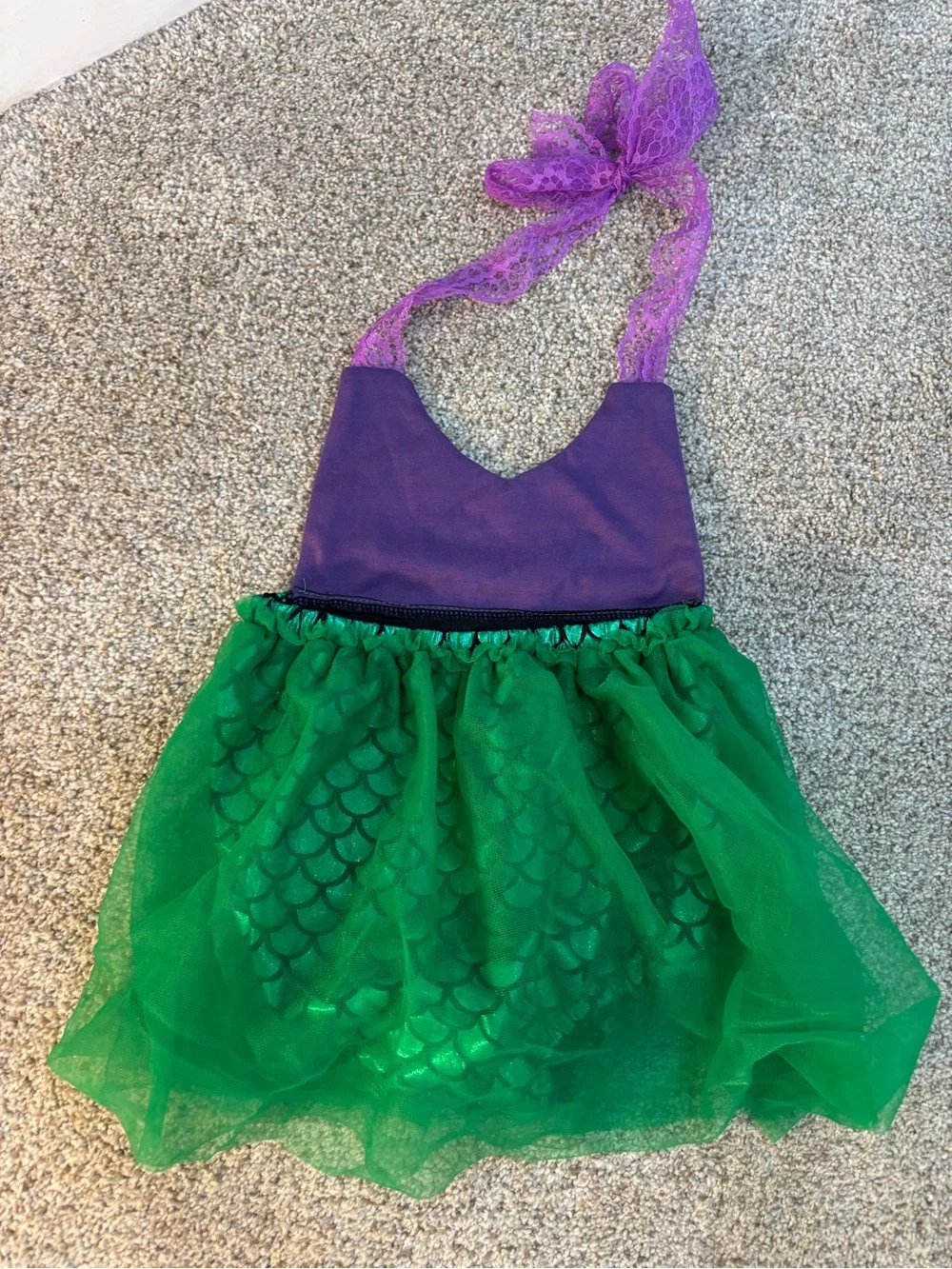 Baby Mermaid Costume Dress with Green Scale Skirt and Purple Top 3-6 months